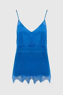 Women's blue silk and elastane top