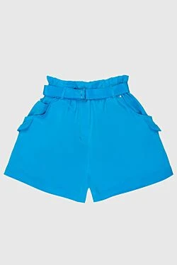 Blue silk shorts for women