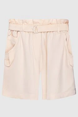 Beige silk shorts for women