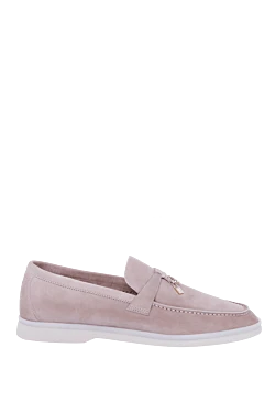 Pink suede loafers for women