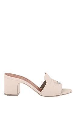 Women's beige nubuck mules