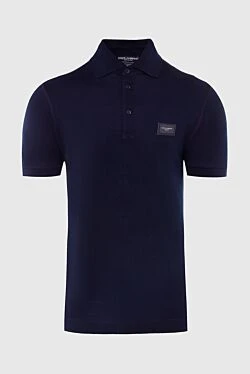 Blue cotton polo for men