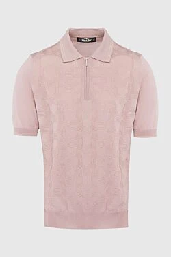 Beige silk polo for men