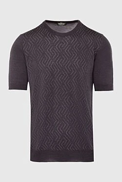 Short-sleeved jumper in silk brown for men