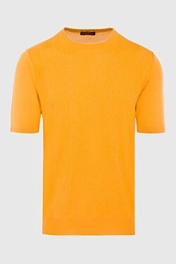 Short sleeve jumper in silk and cotton yellow for men