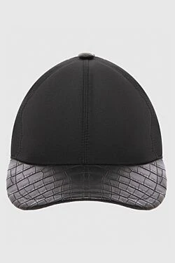 Black alligator and polyamide cap for men