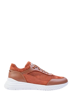 Ерлерге арналған қызғылт сары былғары және күдері кроссовкалар