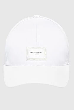 White cotton and elastane cap for men