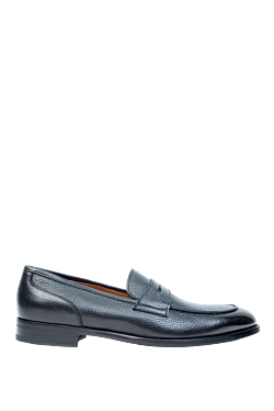 Blue leather loafers for men