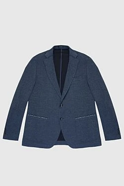 Blue cotton and nylon jacket for men