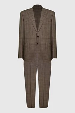 Men's suit made of wool, silk, elastane and linen, brown