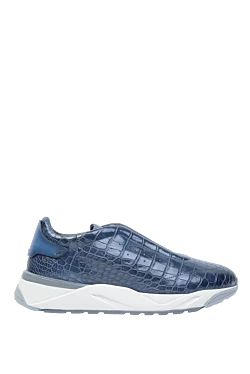 Blue crocodile leather sneakers for men