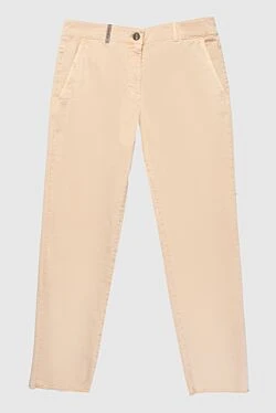 Beige cotton trousers for women