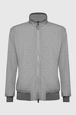 Wool and polyester jacket gray for men