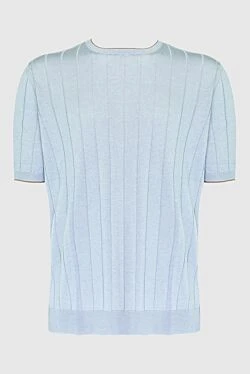 Blue short sleeve silk jumper for men