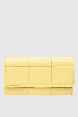 Yellow leather wallet for women