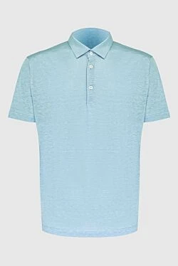 Blue linen polo for men