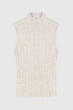 Женский трикотажный топ прилегающего кроя с высоким воротом