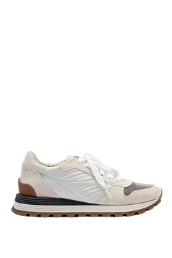 Кроссовки женские с контрастными вставками бежевые