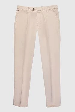 Beige linen and cotton pants for men