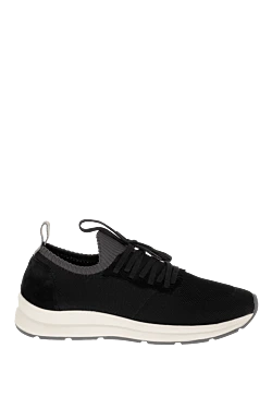 Black suede textile sneakers for men