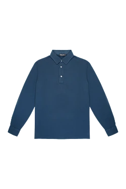 Cotton long sleeve polo blue for men