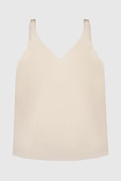 Women's beige silk and elastane top