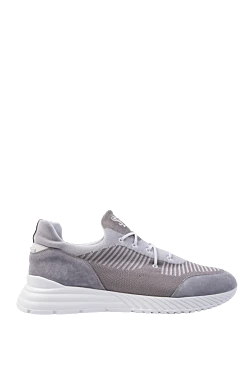 Кроссовки из полиэстера и кожи серые мужские