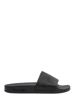 3D бүркіт бедерімен безендірілген қара түсті шынайы былғарыдан жасалған шлепкалар