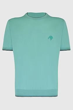 Ерлерге арналған жасыл қысқа жеңді мақтадан жасалған джемпер