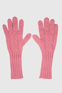 Pink cashmere gloves for women