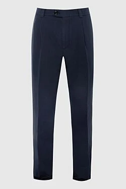 Blue linen and cotton pants for men