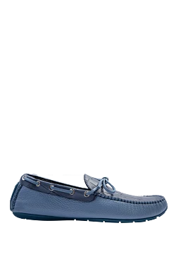 Moccasins for men made of nubuck and alligator skin blue