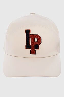 White cotton and polyamide cap for men