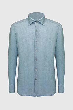 Men's blue linen shirt