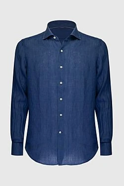 Men's blue linen shirt