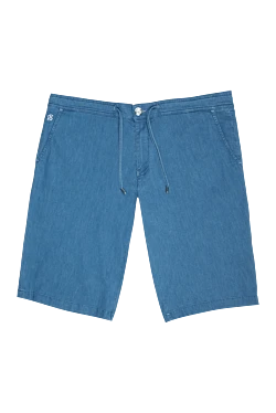 Blue denim shorts made of cotton and polyamide for men