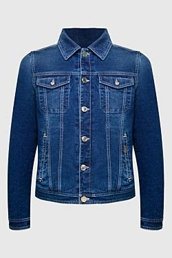 Cotton and polyamide denim jacket blue for men