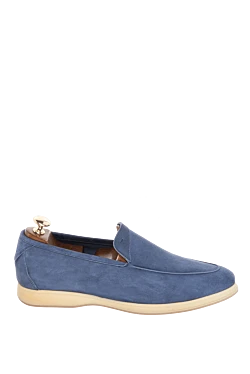 Blue suede loafers for men