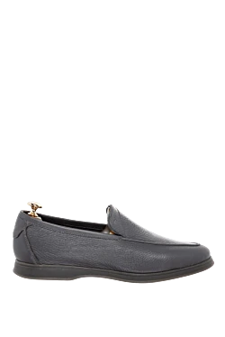 Gray leather loafers for men