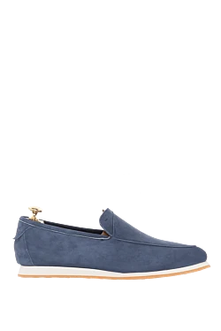 Лоферы замшевые синие на контрастной подошве спортивного типа мужские