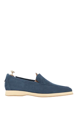 Blue suede loafers for men