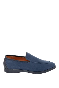 Blue linen and suede loafers for men