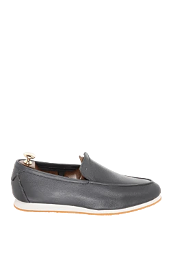 Gray leather loafers for men