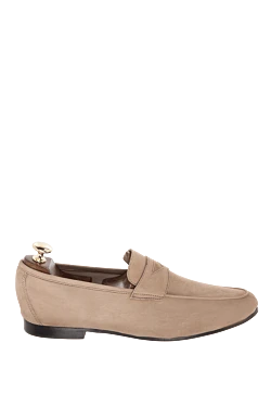Beige suede penny loafers for men