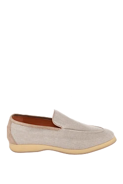 Beige linen and suede loafers for men