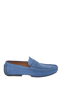 Moccasins for men made of nubuck blue