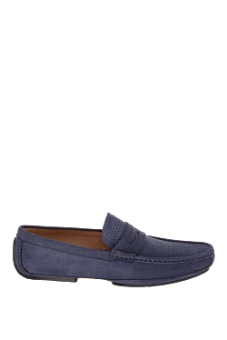 Moccasins for men made of nubuck blue