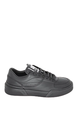 Black leather sneakers for men