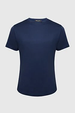 Silk and cotton T-shirt blue for men